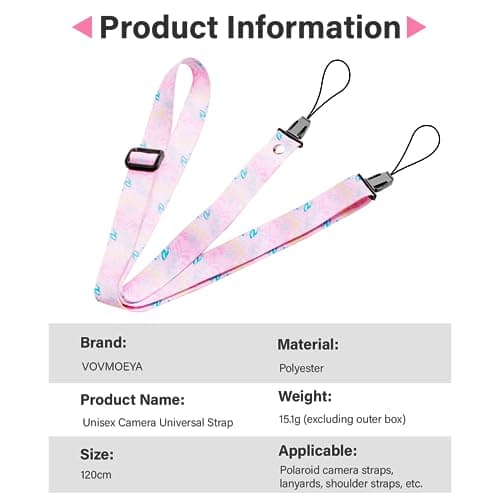 VOVMOEYA Camera Strap, Neck Strap, Lanyard Compatible With Fujifilm Instax Mini Sony ZV-E10 ZV-1 ZV-1F Vlogging Canon R50 M50 Nikon DSLR - Pink — view 6