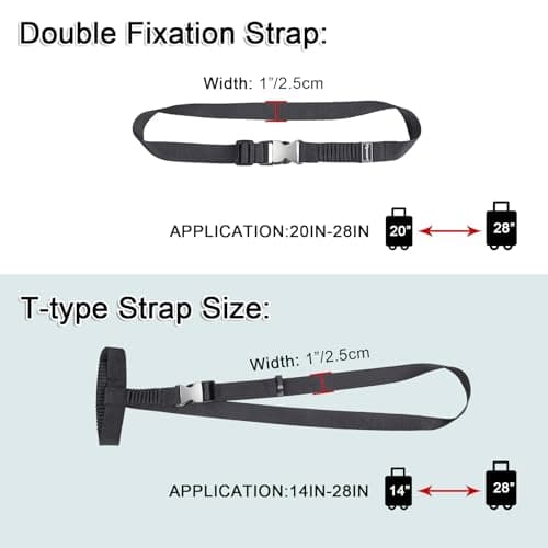 Vigorport Luggage Straps, Metal Luggage Connector Straps for Suitcases, Stretchable Add A Bag Adjustable Attachment Accessories Belts (Black, Medium) — view 4