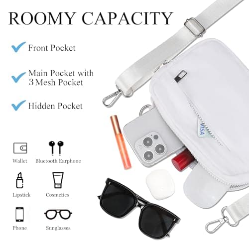 MAXTOP Small Crossbody Bags for Women with Detachable Strap Cross Body Bag Fanny Pack Cell Phone Purse for Travel Essentials Gift for The Bride（Pure White） — view 3