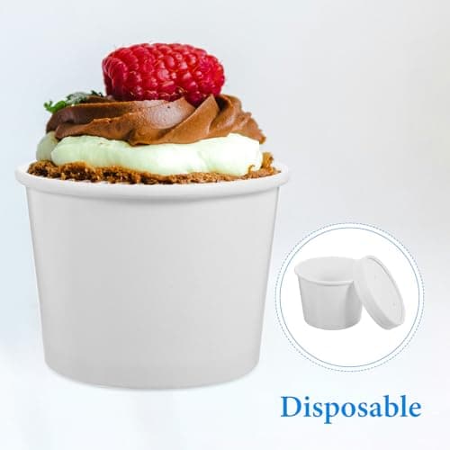 MOBUTOFU Disposable Coffee Cups with Lids 10 Pack 240ml White Paper — view 3
