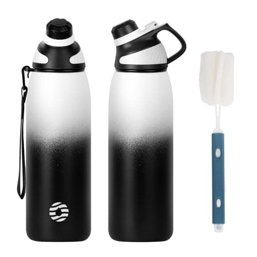 Fjbottle Stainless Steel Water Bottle 600ml/800ml/1L/1.5L with Magnetic Lid, BPA Free Insulated Water Bottle, Sports Metal Water Bottle Hot&Cold Drinks Vacuum Flask Leak-Proof for Gym, Work, Travel
