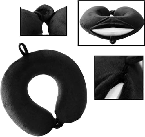 kierain Travel Pillow Memory Foam Neck Pillow Support Pillow Luxury Compact Lightweight Quick Pack for Camping,Sleeping Rest Cushion (Black) — view 2