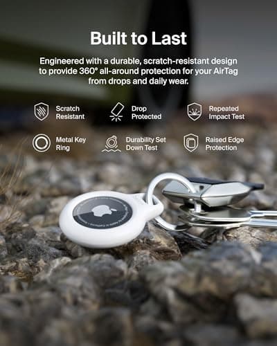 Belkin F8W973 AirTag Case with Key Ring (Secure Holder Protective Cover for Air Tag with Scratch Resistance Accessory) - White — view 5
