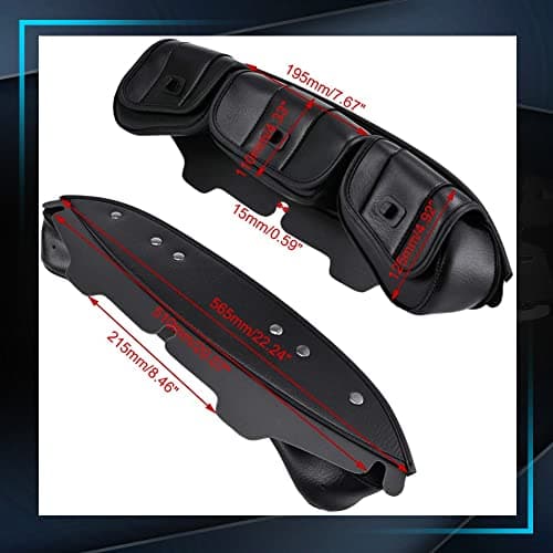 KATUR Motorcycle Windshield Bag Pouch PU Leather with Magnetic Closures for Harley Touring Street Glide Electra Glide Windshield Bags 1996-2013 — view 4