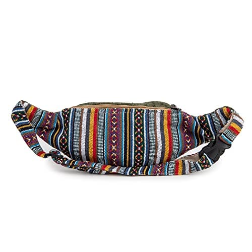 Freakmandu Unisex Hemp Fanny Pack - Hip Waist Belt Bag Crossbody Boho Hippie Style Handmade Waist Packs for Men Women, Safari — view 4