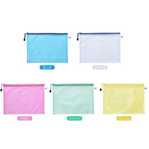 20 Pack A4 Zip Mesh File Document Filing Folder Wallet Bag Bulk, Waterproof Office School Plastic Files Storage Holder Case, Transparent Travel Organizer Pouch Bags with Zipper — view 6