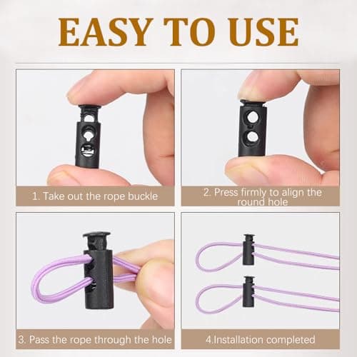 20PCS Toggles for Drawstrings, Plastic Cord Lock Black Double Hole Spring Toggle Stopper Cord Stops Fastener for Luggage, Lanyard, Clothing, DIY Projects, Backpack, Sportswear, Shoelaces, Jackets — view 4