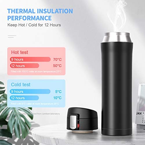 FAPPEN Double Walled Vacuum Flask Thermo, 500ml Stainless Steel Insulated Water Bottle, Flask for Hot and Cold Drinks, Travel Coffee Mug, Sports Water Bottle, Drinks Cup (Black) — view 2