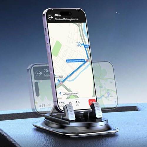 360 Rotating Car Phone Mount for Dashboard,Automatic Locking Anti-Slip Phone Mount,Single-Hand Operation Smartphone Holder for Hands-Free,Universal Car Mobile Holder for All CellPhone — view 3