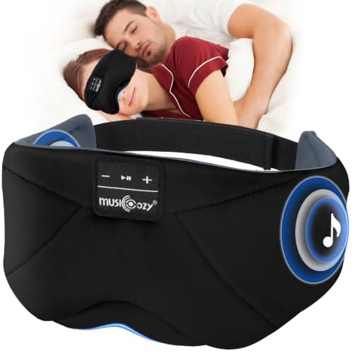MUSICOZY Breathable Sleep Mask Headphones for Hot Sleepers, 100% Blackout