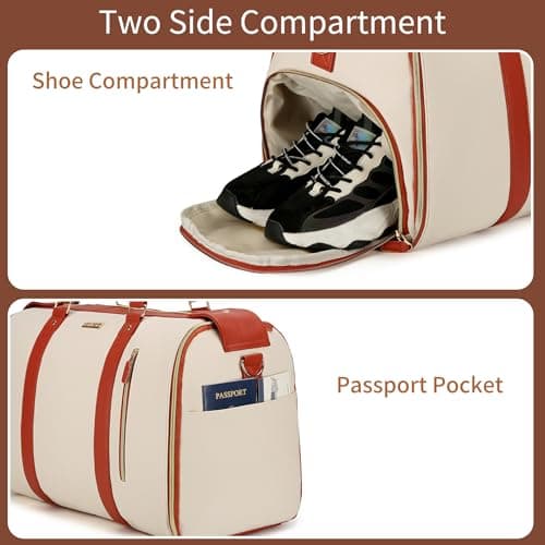 Travel Bag with Wheels, 2-in-1 Foldable Garment Bag, Stylish Carry-On with Toiletry Pocket, Shoulder Strap, and Shoe Compartment for Convenient Travel — view 6