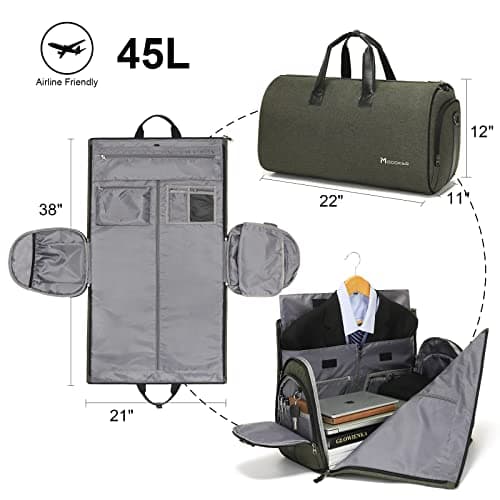 Convertible Garment Bag with Shoulder Strap, Modoker Carry on Garment Duffel Bag for Men Women - 2 in 1 Hanging Suitcase Suit Travel Bags,Forest Night — view 2