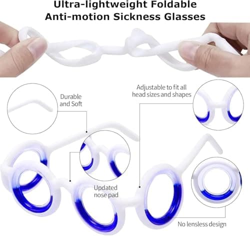 Srvauyea Motion Sickness Glasses,Anti Nausea Vertigo Glasses with Pouch,Travel Sickness Glasses Sickness Bands Nausea Relief Car Sickness Airsick Sickness Seasickness for Adults. — view 3