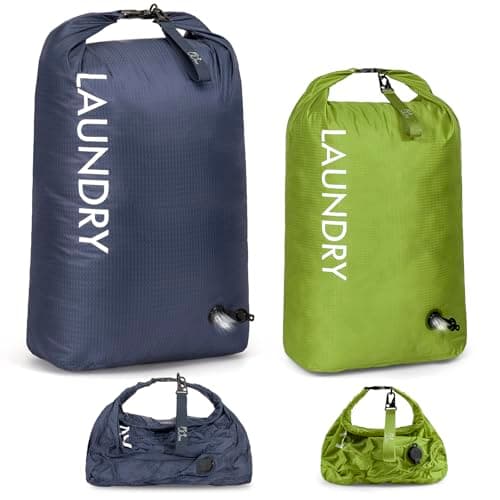 WiseBoy 2 Pack Travel Laundry Bag, Waterproof Compression Laundry Bags