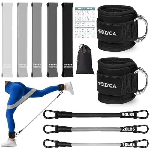 Resistance Bands Set – Resistance Band and Adjustable Ankle Exercise Bands with cuffs for Training, Working Out, Yoga,Home Gym with Training Guidance & Carry Bag,Set of 8 - Black