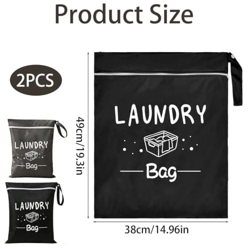 2 PCS Travel Laundry Bags, Reusable Dirty Clothes Organizer with Zipper, Portable Laundry Bag for Travelling, Swimming, Yoga, Workout & Family Vacation — view 2