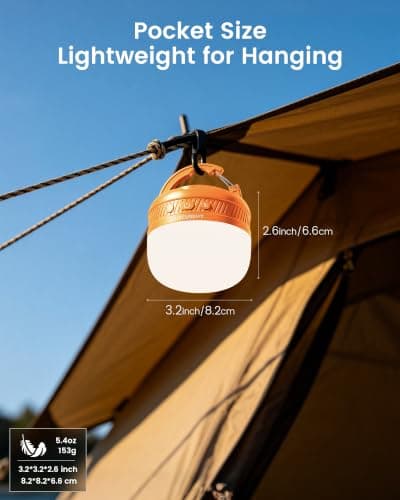 Glocusent Rechargeable Camping Light, 120H Pocket Tent Camping Lantern IPX5 — view 5