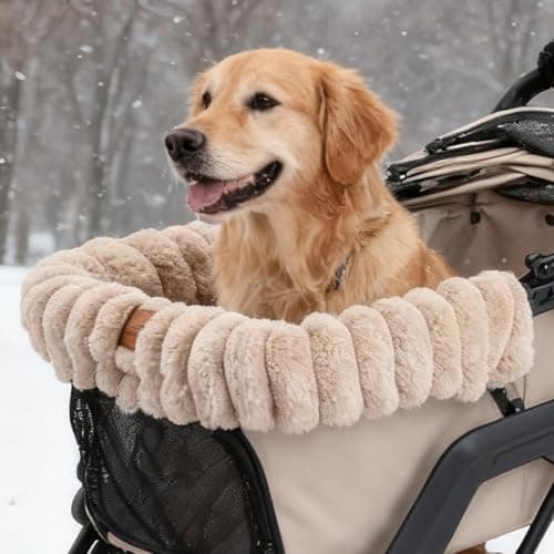 DzpKrka Dog Stroller Pad | Warm Plush Washable Blanket,Magnetic Buckle Pet Seat Cushion | for Travel Cats Outdoor House Puppy Indoor Outside — view 6