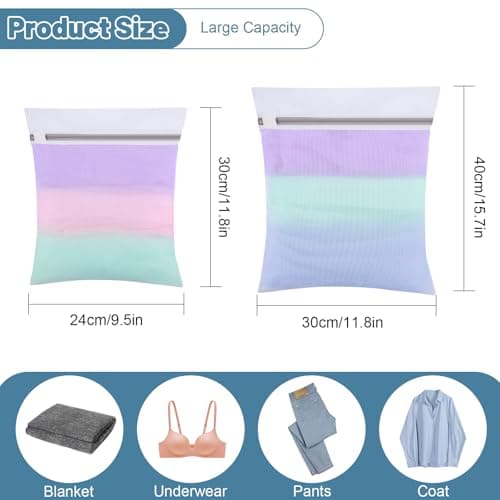 6 Pack Mesh Laundry Bags for Delicates, Mesh Zipped Wash Bags Set, S+XS — view 2