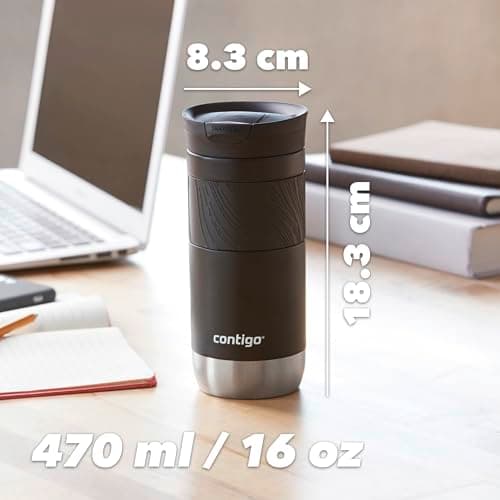 Contigo Byron Snapseal Travel Mug | Stainless Steel Thermal-Mug | Insulated Coffee to go cup | 100% leakproof | Keeps hot for 7 hours | Dishwasher safe lid | 470 ml | Licorice — view 5