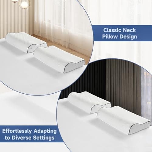 Z-hom Memory Foam Pillow, 59x 39 x 10/12 cm, Comfort Pillows for Neck Shoulder Pain Sleeping, Ergonomic Neck Support Pillow, Cervical Pillow (White) — view 2