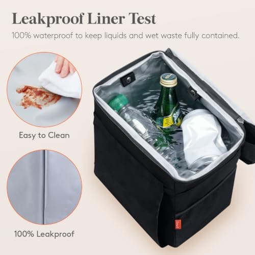Lifewit Car Bin with Lid, Hanging Trash Bag with Tissue Holder, Black — view 6