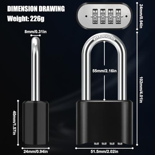 Diyife Heavy Duty Combination Padlocks, 51.5mm Large Size, Weatherproof — view 6