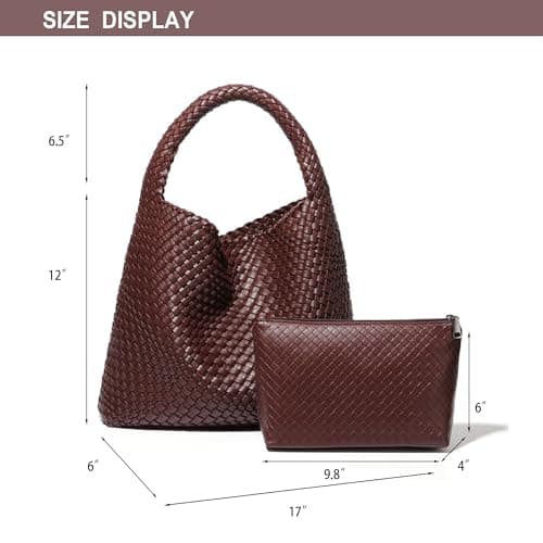 Dyalsa Woven Tote Bag for Women, Vegan Leather Handbag Large Summer Beach Bag and Purse Retro Handmade Travel Shoulder Bag(AL-007CF) — view 5