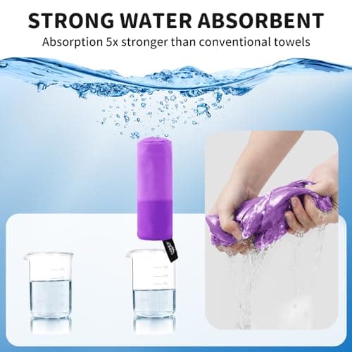Pameil Microfibre Towel,3 Set(80 x 40cm x2 +160 x 80cm) Large Microfibre,Quick Dry Towel,Gym Workout Travel Swimming Beach Camp Outdoor Hiking (Light purple) — view 6
