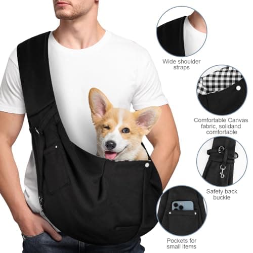 Adiwo Puppy Carrier, Dog Carrier Bag Shoulder Tote, Reversible Hands-free Dog Carry Sling for Small & Medium Dogs & Cats, Soft & Comfortable, for Outdoor Walking, Travel, Shopping — view 3