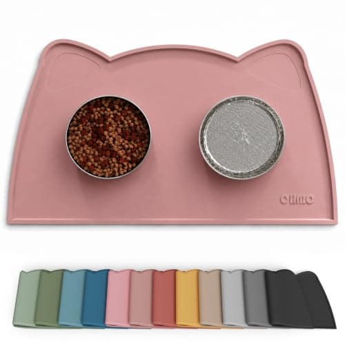 OHMO Silicone Cat Food Mat for Food&Water Bowls, 52x30cm, Coral