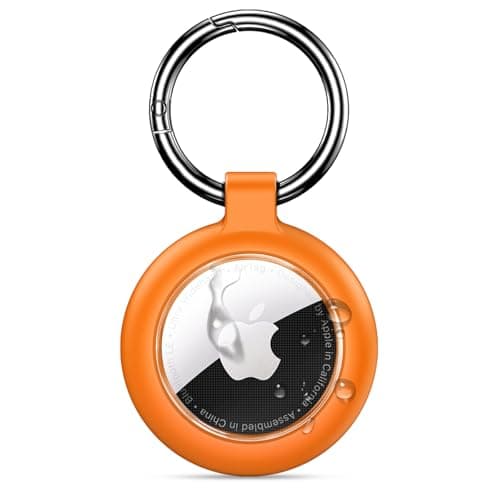 Inesore Holder for Apple AirTag, Waterproof Case & Carbon Fiber Look for Air Tag, Scratch Resistant Holder for Pet Collar, Luggage Tag and Keyring (Orange)