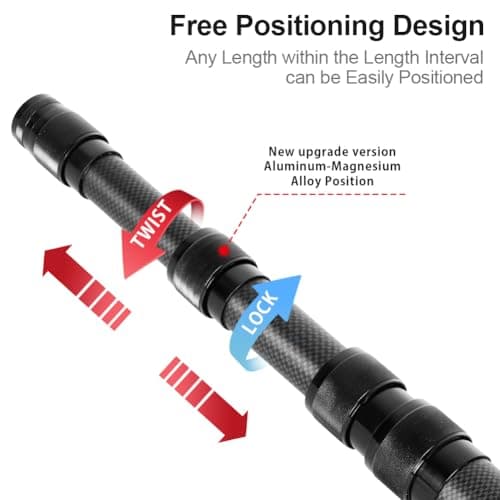 DOBEN Telescopic Tarp Poles Set of 2, Carbon Fiber Telescopic Tent Pole 2.4m Height Adjustable(58-240cm), Lightweight Portable Super Tough Tarp Pole for Tent Fly, Camping, Shelter, Awning — view 4
