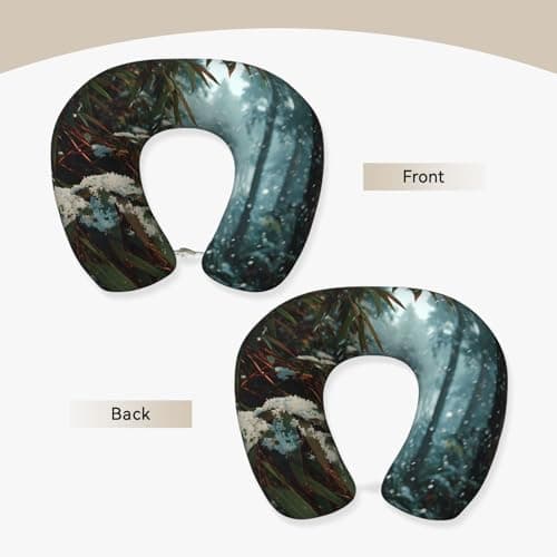 BOAXXL Winter Bamboo Forest Soft Travel Pillow with comfortable neck Support for Airplane Trips Movies Naps and Office Work — view 3