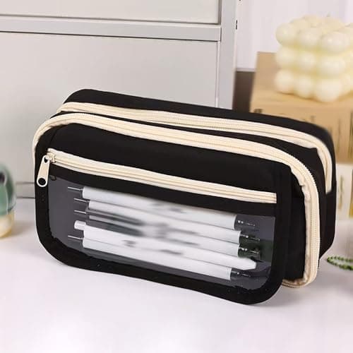 Large Pencil Case with Compartments,Cute Green Pencil Box for Girls — view 3