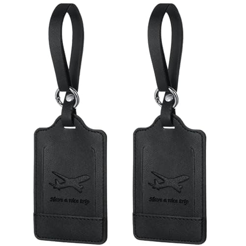 flintronic Travel Luggage Tags, 2PCS Baggage Labels, Suitcase ID Tags, Handbag Tag Labels, Luggage Suitcases Tags for Preventing Loss of Bags and Suitcases-Black
