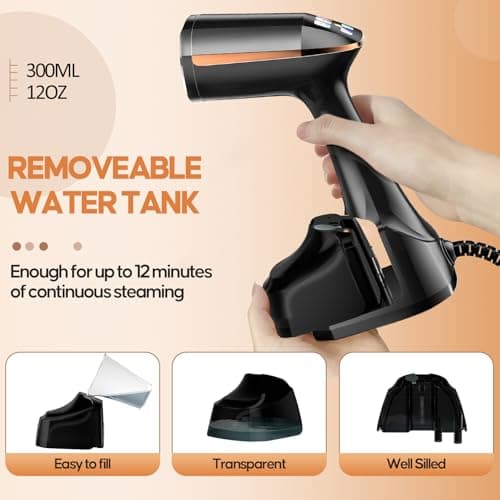 PKBD Clothes Steamer Handheld for Travel/Home/Office,Black — view 4