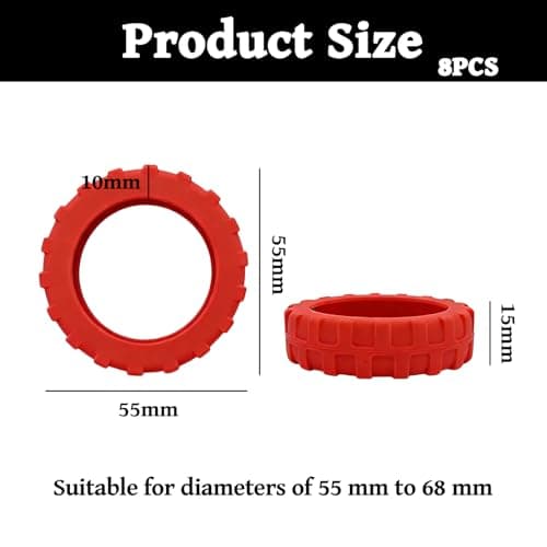 PureSphere 8 Pack Silicone Luggage Wheel Protectors, Red Anti-Scratch — view 2