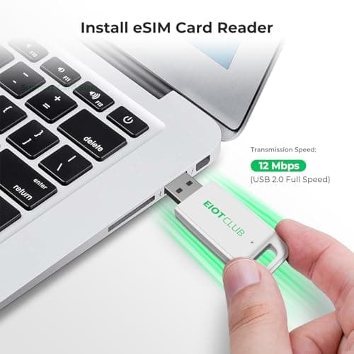 EIOTCLUB eSIM Card & Reader Bundle - Physical eSIM Card for Unlocked Android/iPhone/Router, Unlimited Downloads, Global Travel (USA/Europe/200+ Countries), Windows & macOS Support — view 4
