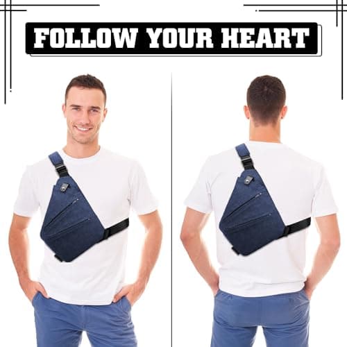 Anti Theft Crossbody Bag for Women Personal Flex Travel Bag Anti-Theft Cross Body Bag Sling Chest Bag for Men （Blue） — view 6