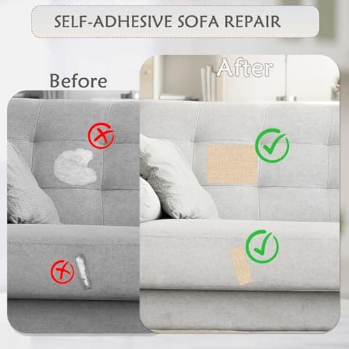 2 Pcs Fabric Repair Patch, Self-Adhesive Canvas Repair Patch 11x8 inch Waterproof Fabric Patches Linen Canvas Repair Kit for Sofas, Tents, Furniture, Awnings, Car Seats (Beige) — view 4