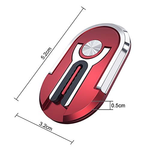 JEEZAO 2pcs New Multipurpose Smartphone Finger Ring Bracket, 360° Rotatable,Car Phone Holder, Air Vent Mobile Phone Mount (Black + red) — view 2