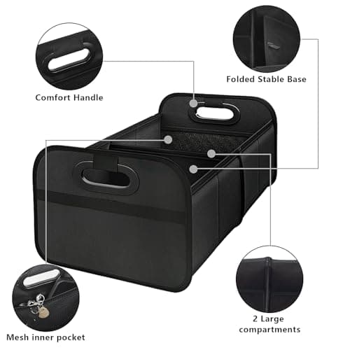 Car Boot Organiser, Xndryan Car Boot Bag Foldable Car Storage Organiser Boot Tidy for Car, Collapsible Multi Compartment Car Organiser, Reinforced Base And Comfort Handle Car Organiser Accessories — view 3