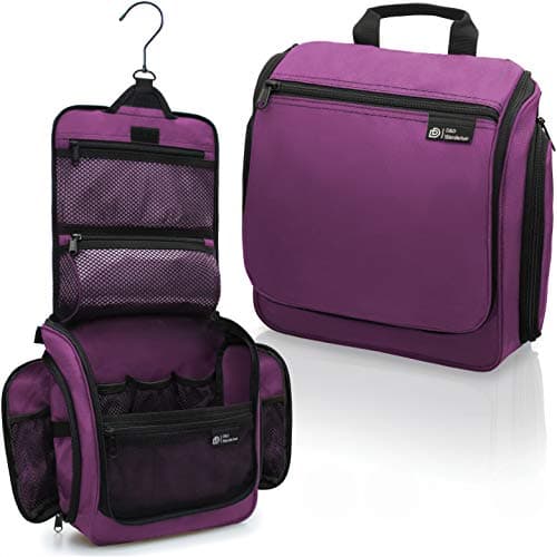 D&D Hanging Toiletry Bag for Women and Men, Large Travel Wash Bag, Purple