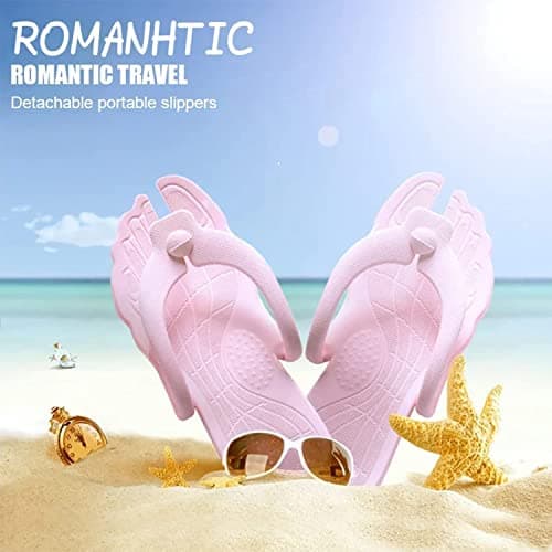 TETHY Portable Travel Detachable Non-Slip Flip Flops,Women's and Men's Flip Flops,Detachable Folding Slippers,Foldable Sandals,for Home Travel Beach Pool Bathroom (E,S) — view 6