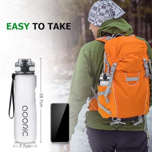 ADORIC Sports Water Bottle 1L, BPA Free Tritan Leak Proof Gym Bottle, Ice — view 6