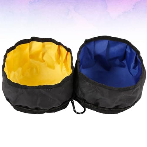Portable Folding PET Double Bowls with Carabiner, Nylon Travel — view 4