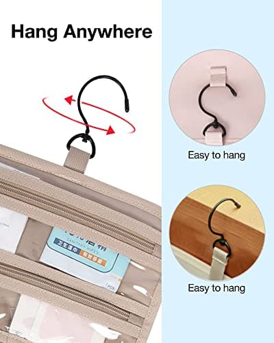 BAGSMART Toiletry Bag Hanging Travel Organizer with TSA Approved Transparent Cosmetic Bag and Detachable Makeup Pouch for Full Sized Toiletries, Medium-Black — view 3