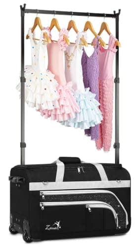 Dance Bag with Garment Rack, 23" Bling Dance Bag, Collapsible Dance Competition Bags with Stand for Shows, Livestreamers, Travel, Pink, Fashion (Gray-23" no Curtain)
