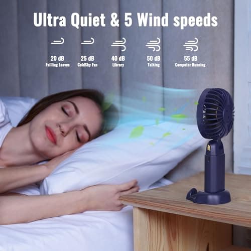LapEasy Portable 3 in 1 Handheld/Neck/Desk Mini Fan, 5200mAh Battery Operated With LED Display, 5 Speed Personal for Travel, Makeup, Eyelash - Stylish for Kids, Girls, Women — view 6